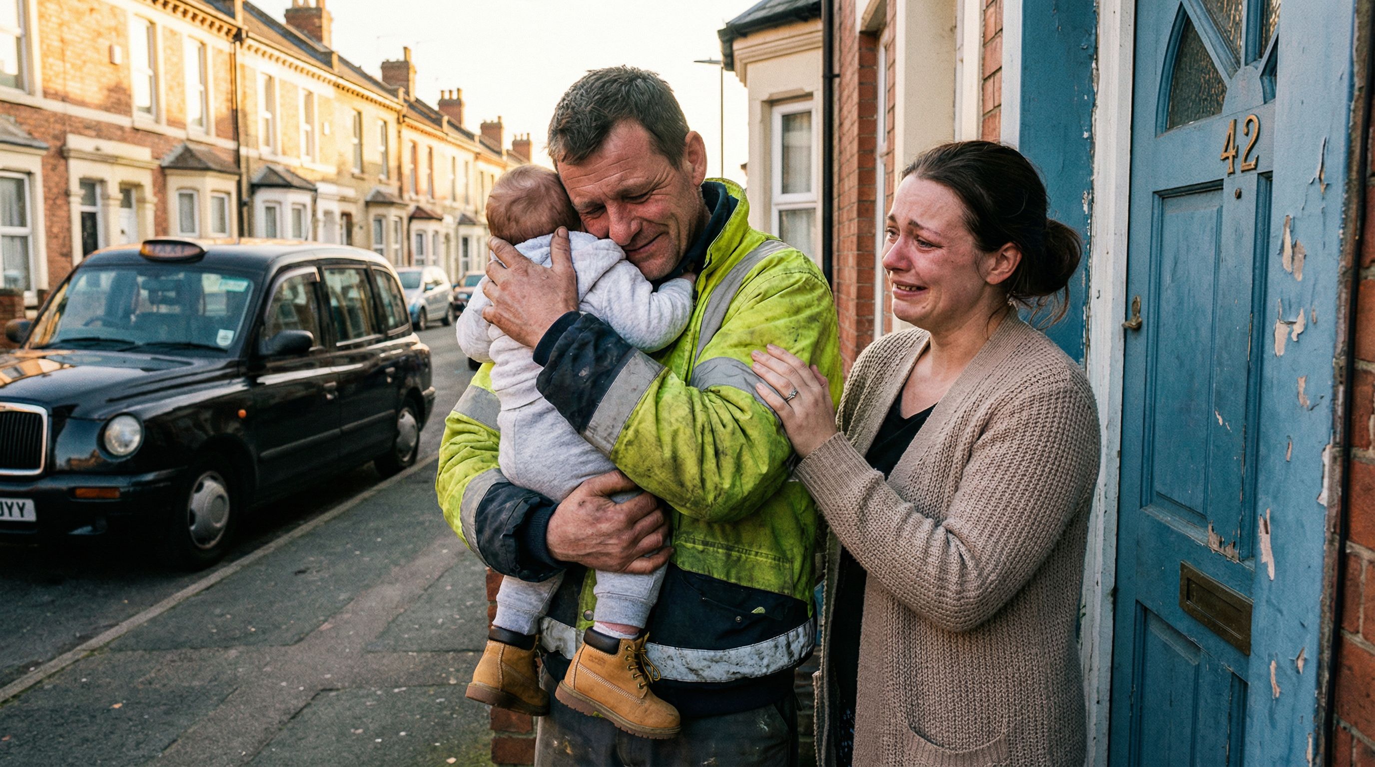 Dad at his desk looking at a photo of his baby - returning to work after paternity leave