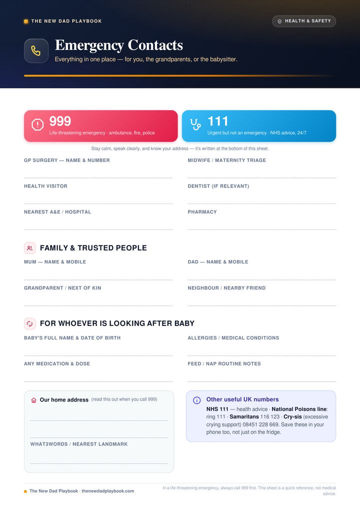 Emergency contacts sheet